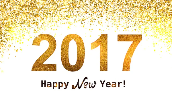 The gold glitter New Year 2017 in modern style. — Stock Vector