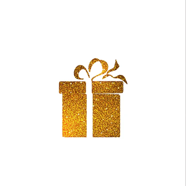 Het gouden glitter cadeau vak pictogram — Stockvector