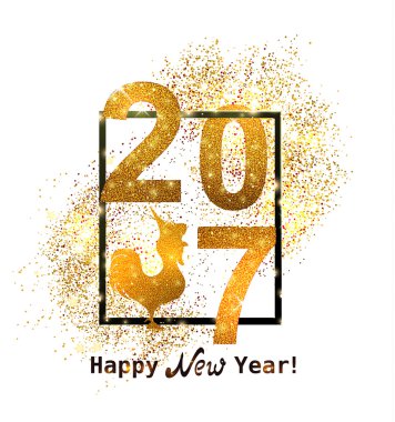Modern tarzda yeni yıl 2017 parıltı altın.