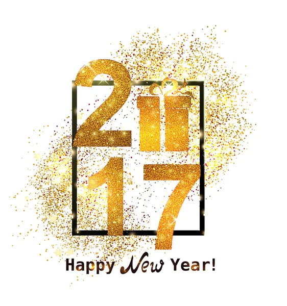 Modern tarzda yeni yıl 2017 parıltı altın.