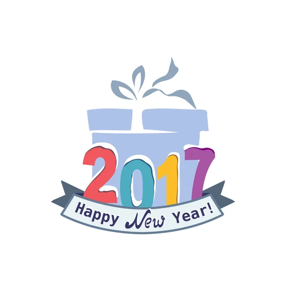 可爱的快乐新的一年 2017年问候 — 图库矢量图片