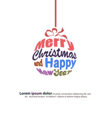 Yeni yıl ve sevimli Merry Christmas tebrik metin desen şekli yuvarlak. Modern tarzda kartları için kullanılan. 