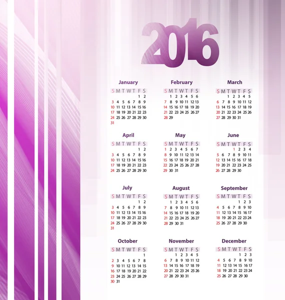 Calendrier 2016 — Image vectorielle