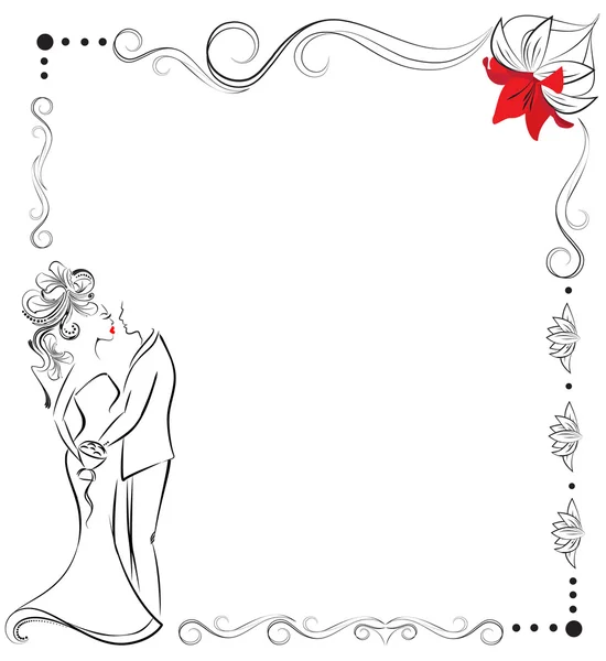 Mariée et marié, invitation de mariage — Image vectorielle