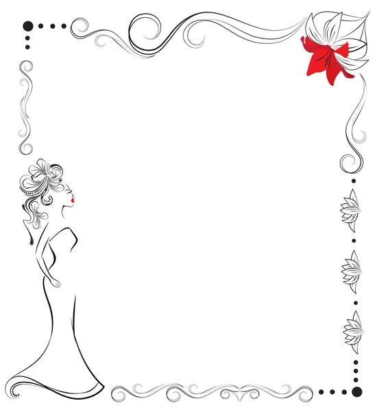 Artistieke frame met vrouw silhouet — Stockvector