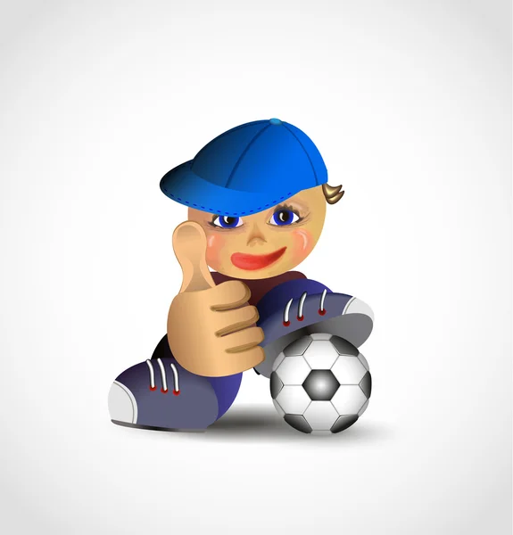 Cartoon Junge beim Fußballspielen — Stockvektor