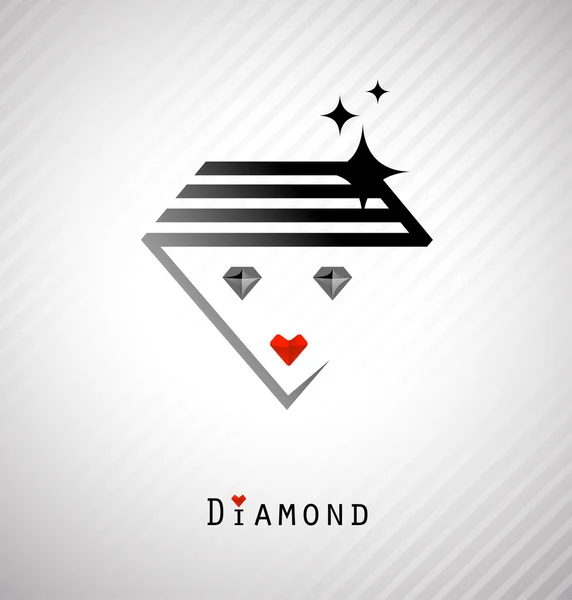 Mujer y símbolo de diamante — Vector de stock