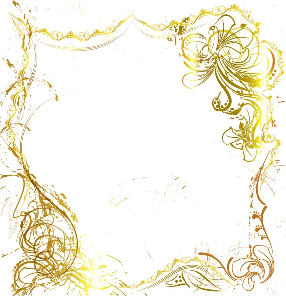 Frame with golden grunge ornament — 图库矢量图片