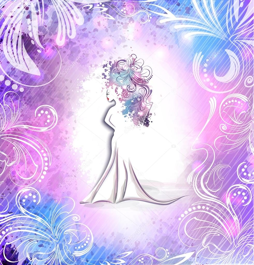 Luxury style woman in artistic ornament. beauty and fashion concept. vector illustration