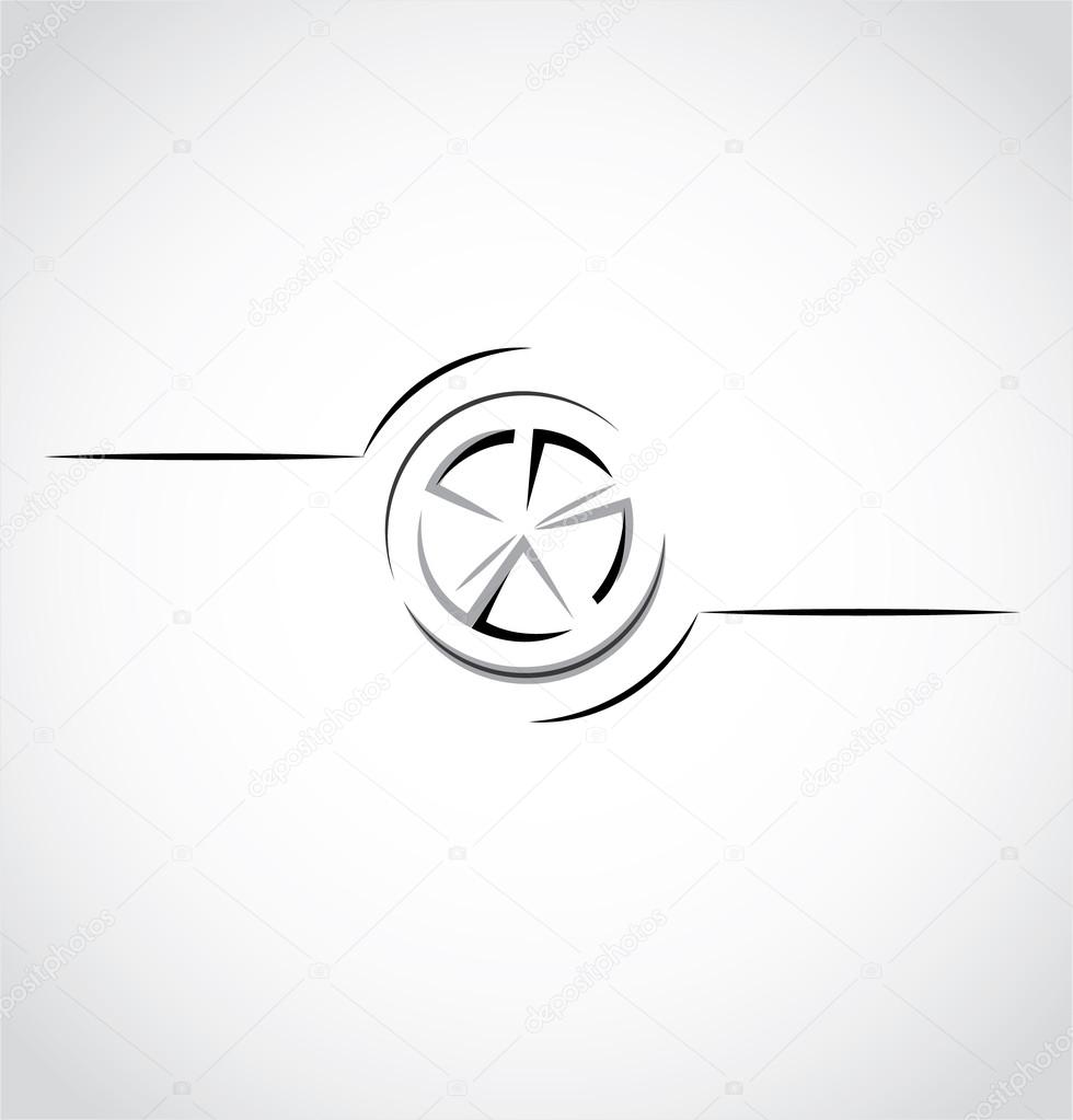 Abstract car wheel, rim. sketch logo. vector illustration isolated on white background