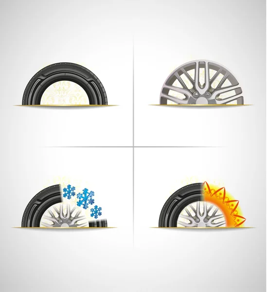 Conjunto de ícones de pneus sazonais — Vetor de Stock