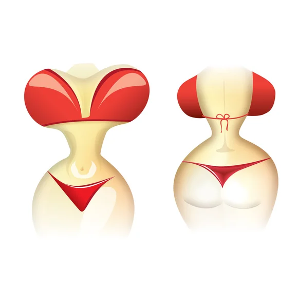 Cuerpo de mujer en bikini símbolo conjunto — Archivo Imágenes Vectoriales