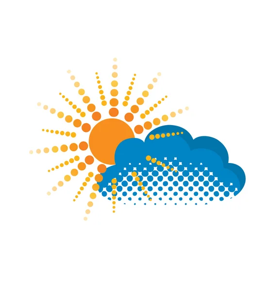 Sol y nube icono del tiempo — Vector de stock