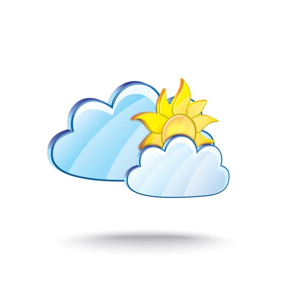 Sol e nuvens ícone — Vetor de Stock