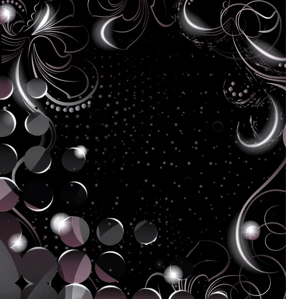 Black frame with glowing ornaments — Stockvector