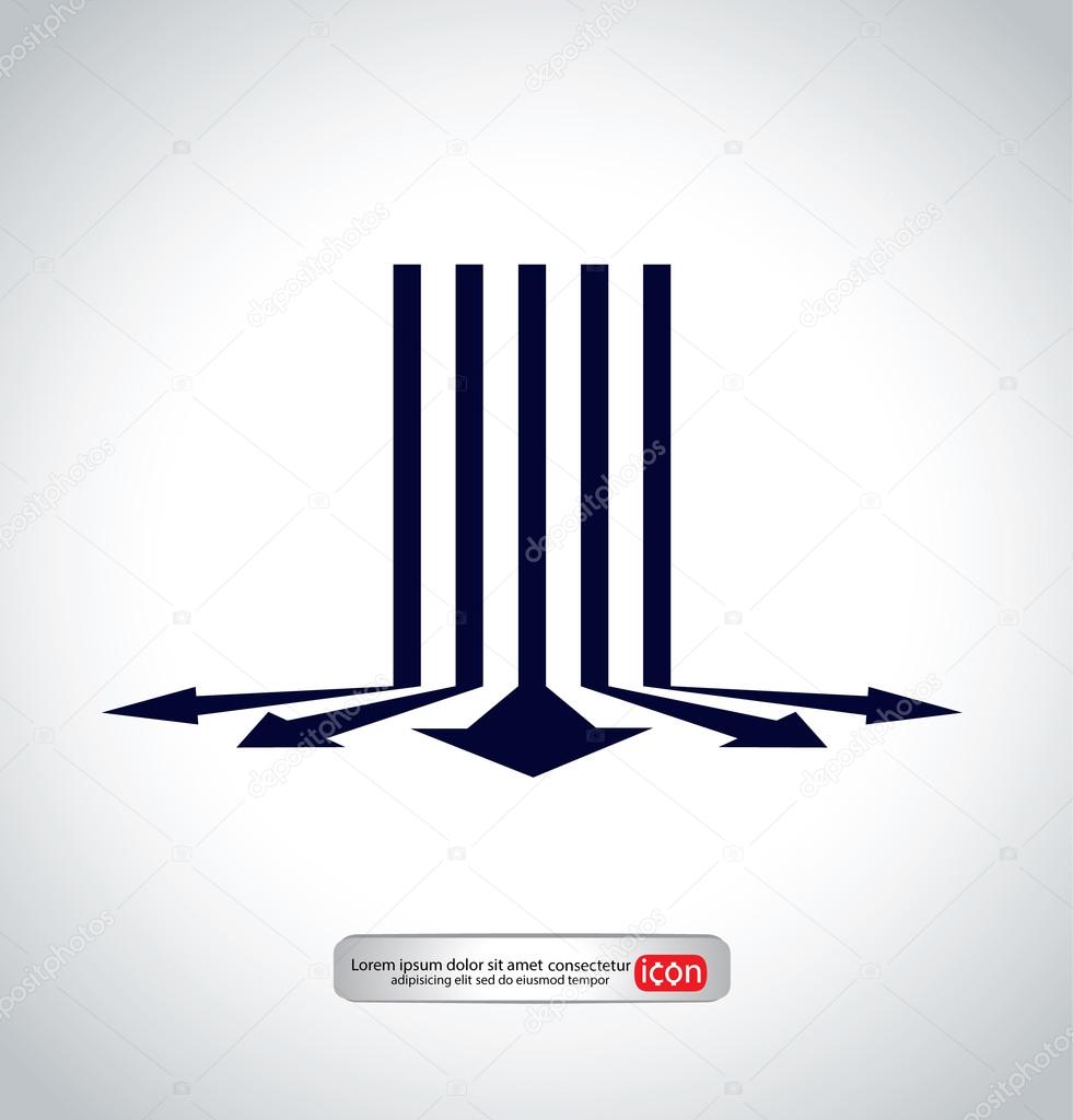 Business distribution symbol. arrows with bar code, vector