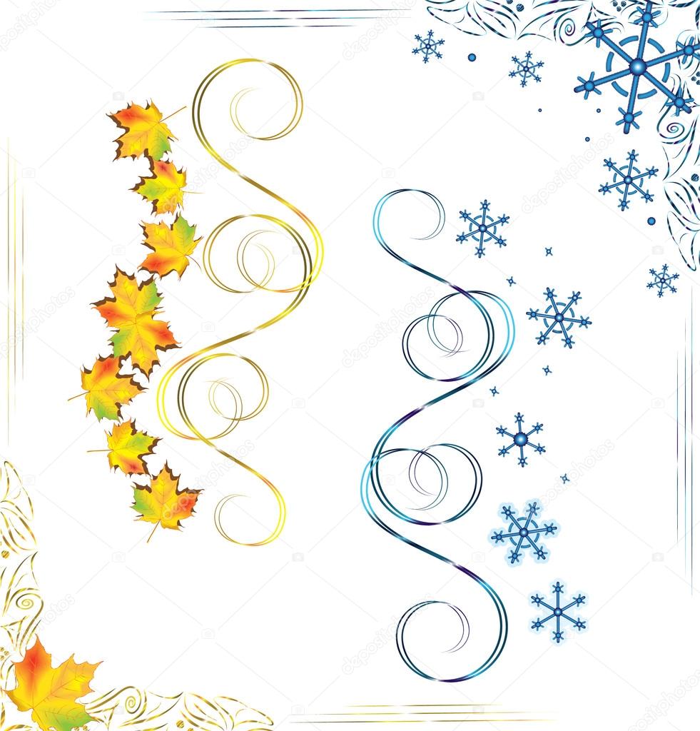 winter and autumn design elements set