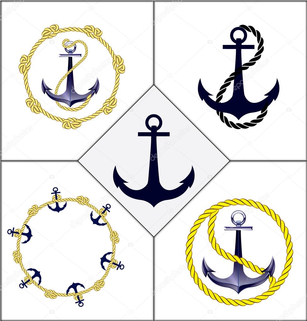 set of marine anchor icons