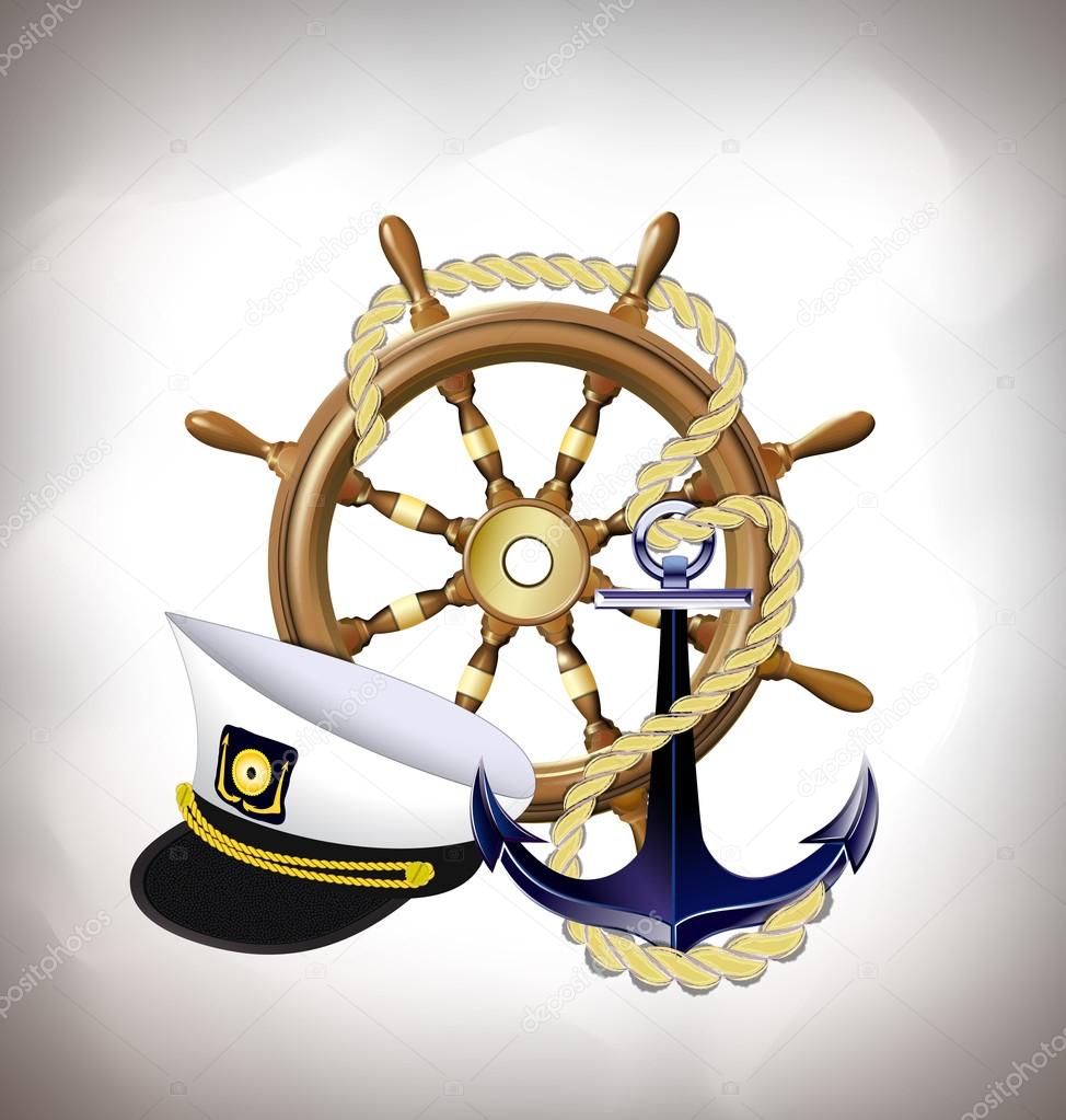 marine emblem, sea travel concept