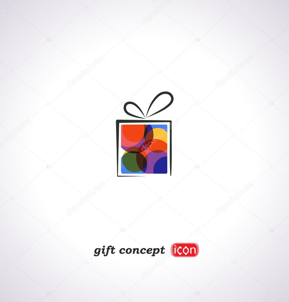 Icon of holiday gift. colorful gift box with bow. vector