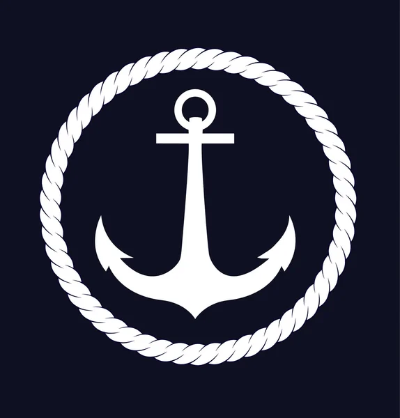 Ikone des Schiffsankers mit Seil — Stockvektor