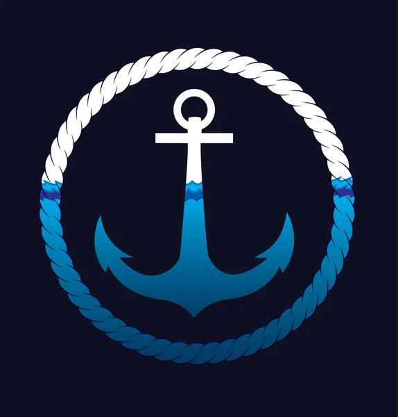 Icono del ancla del barco con cuerda — Vector de stock
