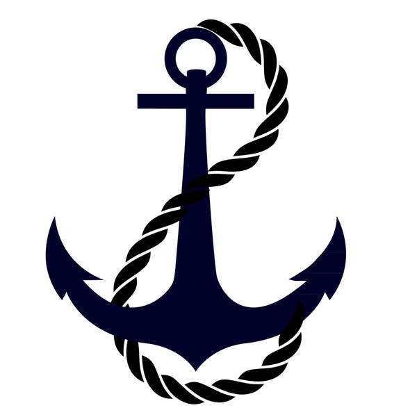 Ikone des Schiffsankers mit Seil — Stockvektor
