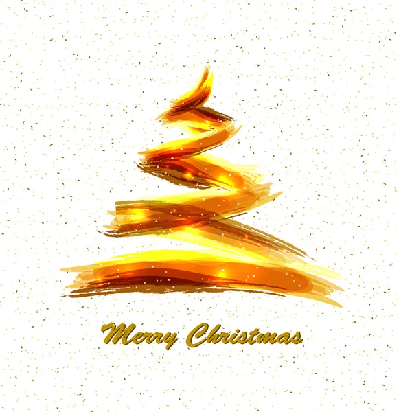 Golden festive Christmas tree — Stock Vector