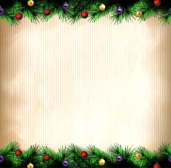 Festive Christmas tree. vector border. — Stock Vector