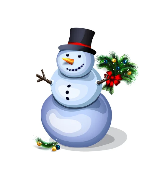 Boneco de neve alegre. decoração agradável inverno — Vetor de Stock