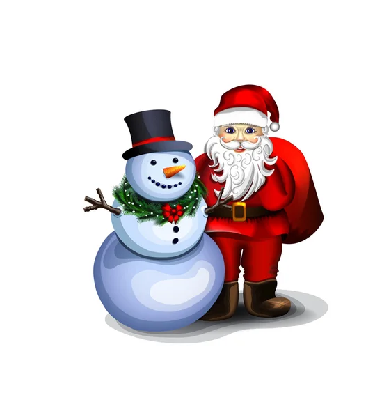 Noel Baba ve kardan adam, hoş şenlikli fellows — Stok Vektör