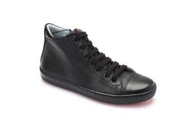 Siyah deri dantel çocuk çizme yukarıya