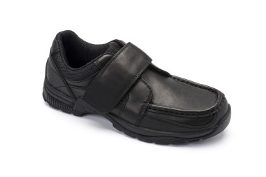 Çocuklar okul ayakkabı beyaz bir arka plan üzerinde siyah