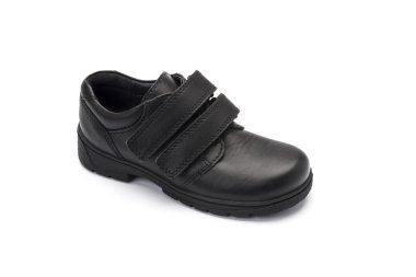 Çocuklar okul ayakkabı beyaz bir arka plan üzerinde siyah