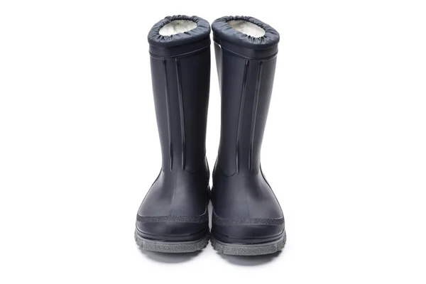 Botte de pluie wellington pour enfants bleue sur fond blanc — Photo