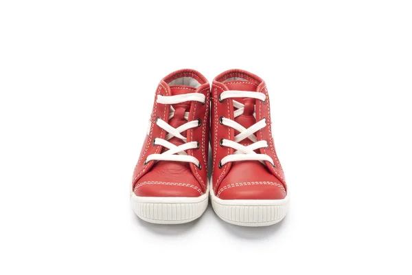Botín rojo para niños zapato sobre fondo blanco —  Fotos de Stock