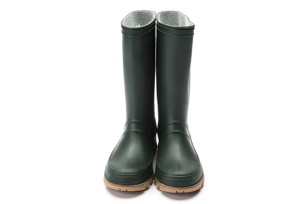 Botte de pluie wellington pour enfants verte sur fond blanc — Photo