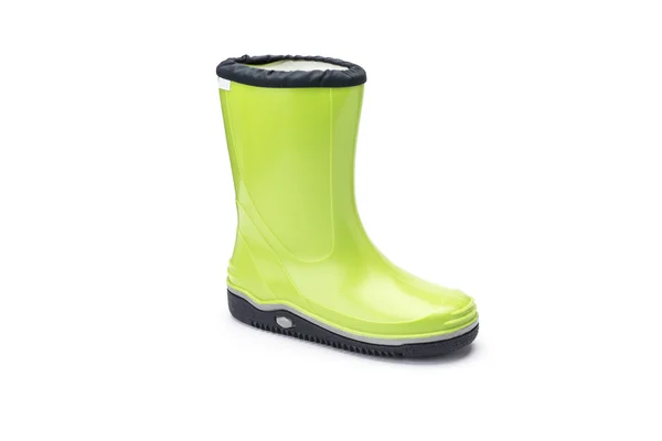 Lime zöld gyermek wellington rain boot fehér háttér — Stock Fotó