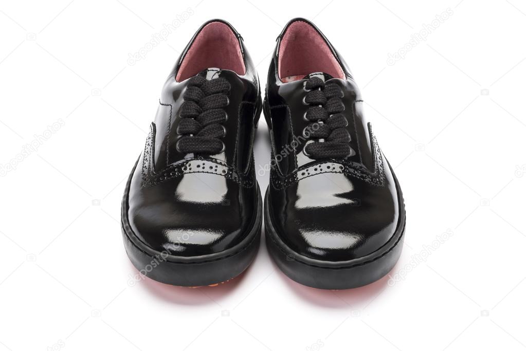 black and white school shoes