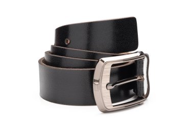 Siyah suni deri kemer haddelenmiş