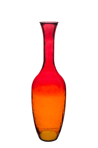 Empty Red Amber Gradient Crystal Vase
