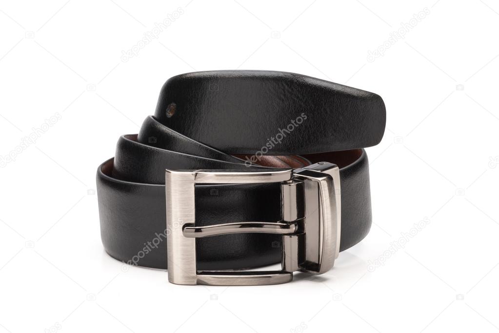 Rolled Glossy Black Faux Leather Belt