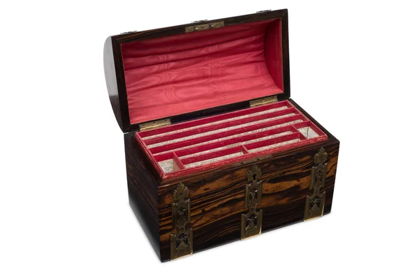 Een geopende houten borst-Style sieraden doos — Stockfoto
