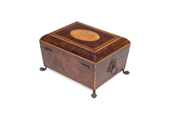Rear of an Antique Legged Wooden Jewelry Box — Stock Photo, Image