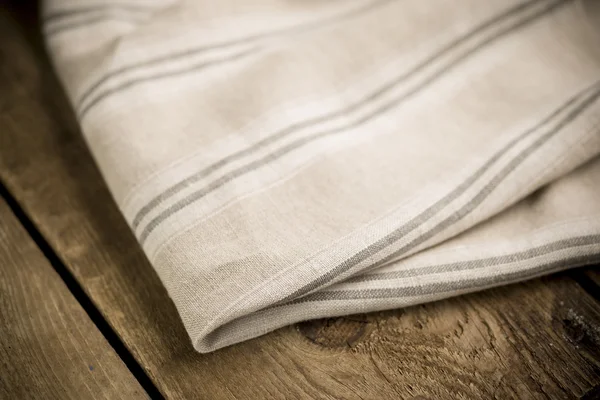 Folded White, Beige and Gray Striped Cotton Fabric or Linen — Stock Photo, Image