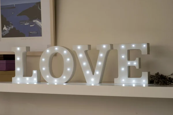 LED Embedded Decorative Letters That Spell LOVE — Stock Photo, Image