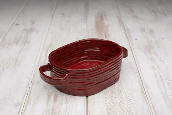 Czerwony zaokrąglony prostokątne Deep Dish biały drewniany panel — Zdjęcie stockowe