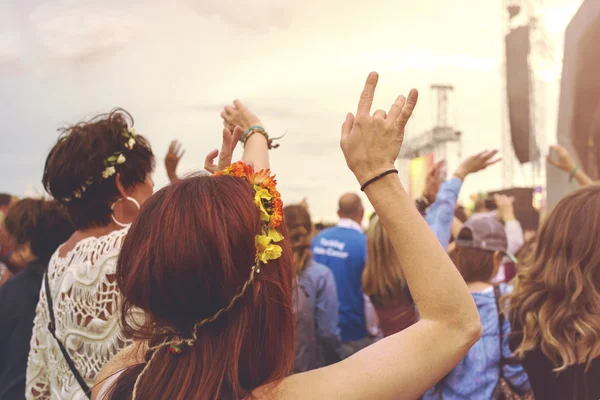 Buiten muziek festival menigte — Stockfoto