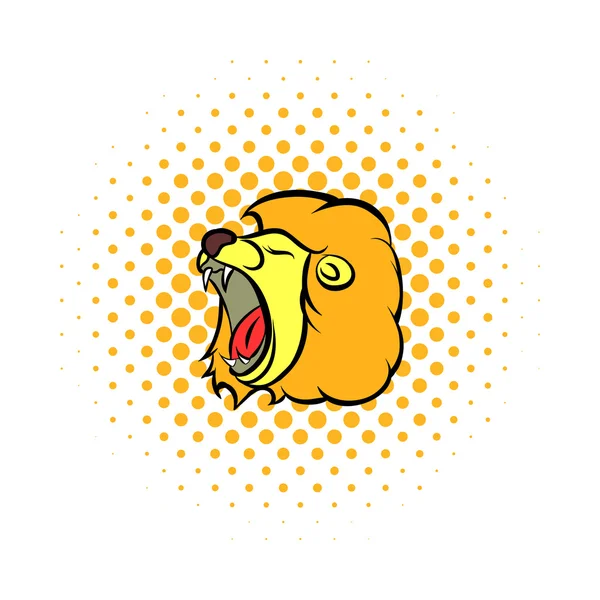 Lion hoofd strips pictogram — Stockvector