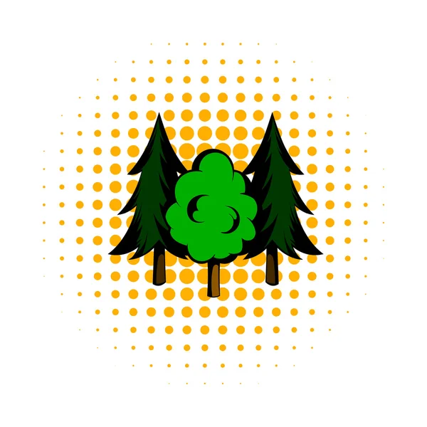 Icono de tres cómics de árbol — Vector de stock